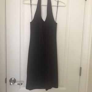Wine Burgundy Velvet Halter Dress